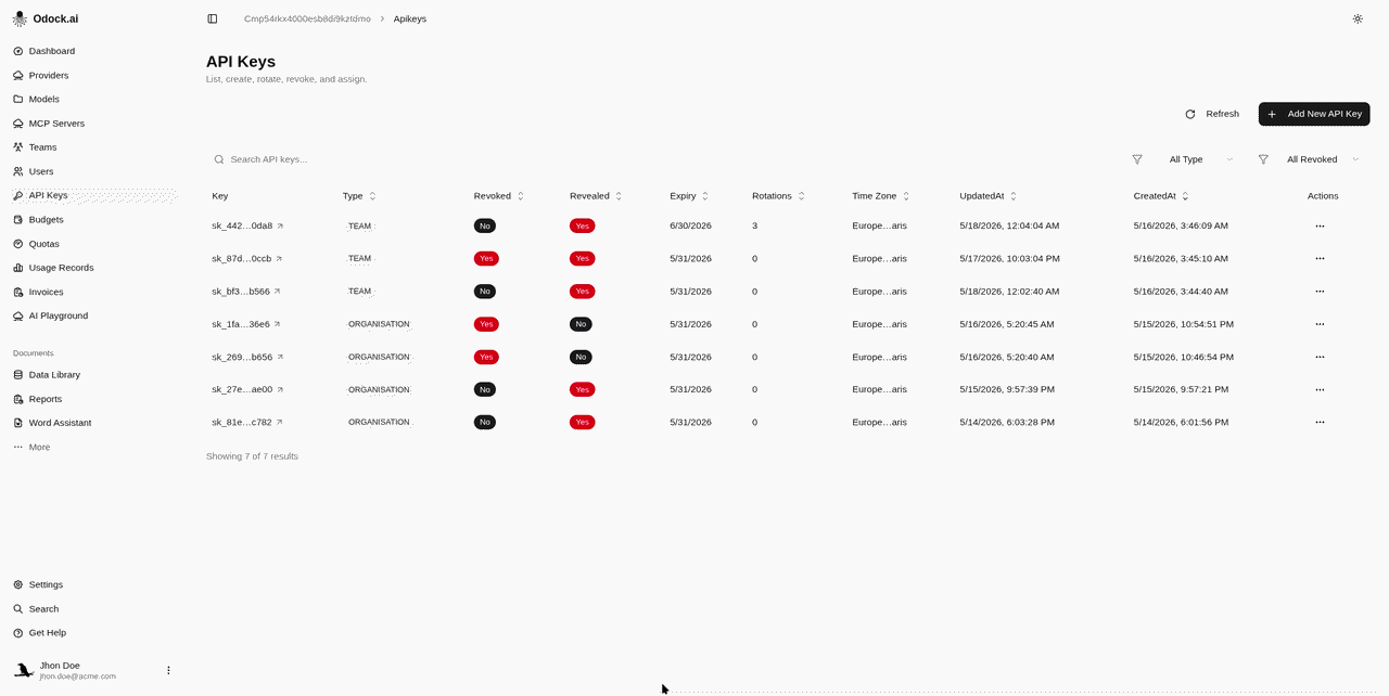 Apikeys page review