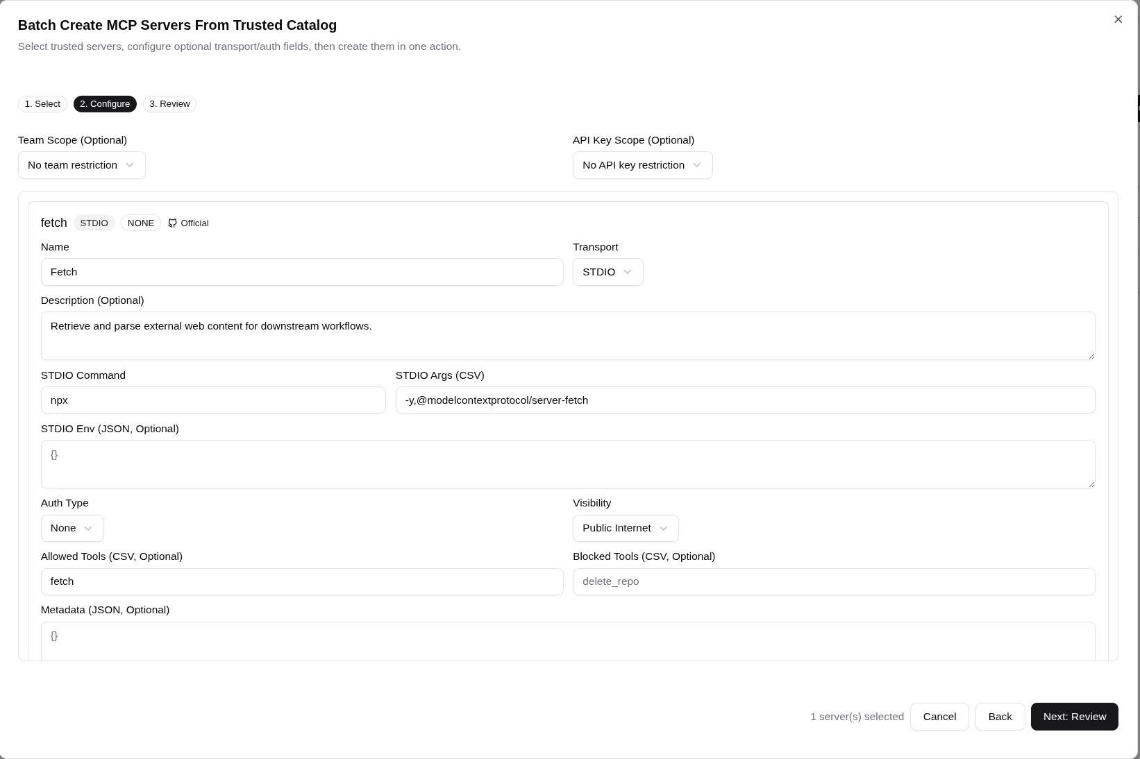 MCP config