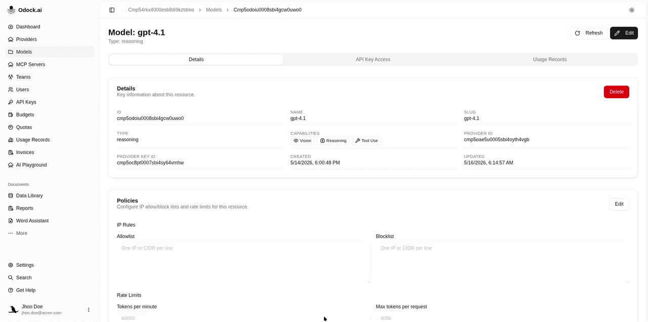 Add models access to your virtual api key