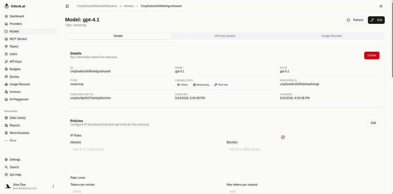 Edit model pricing