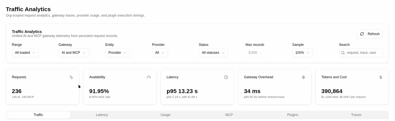 Filter bar on the Traffic Analytics page