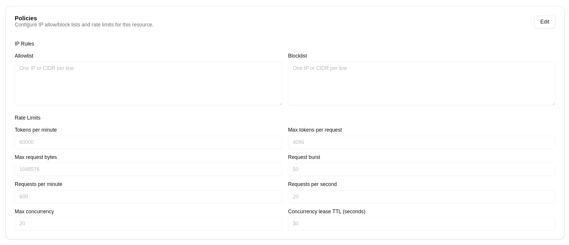 Edit model policies