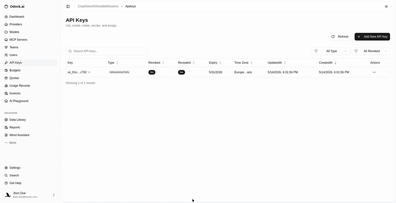 Add models access to your virtual api key