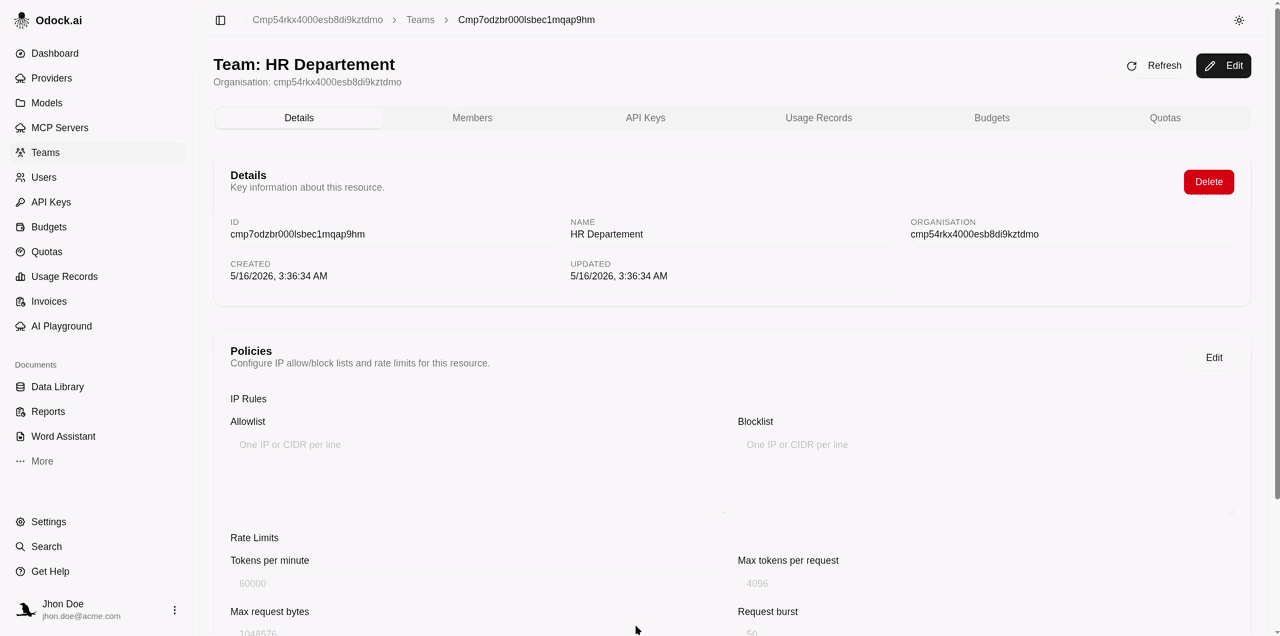 Review team scoped virtual apikeys