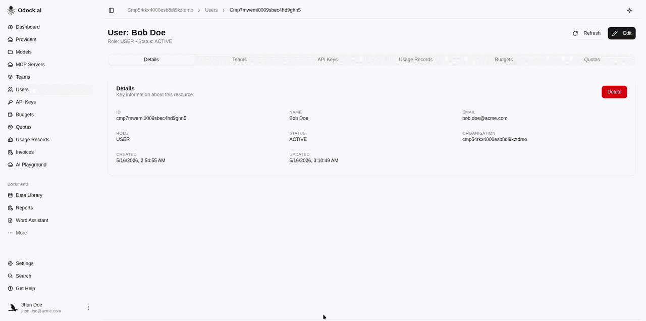 Edit user's informations